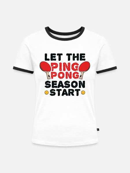Tischtennis Saison - Frauen Kontrast-T-Shirt - Weiß/Schwarz