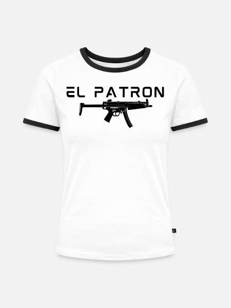 El Patron – Der Leader Look - Frauen Kontrast-T-Shirt - Weiß/Schwarz