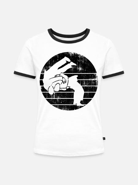 Judokämpfer - Frauen Kontrast-T-Shirt - Weiß/Schwarz