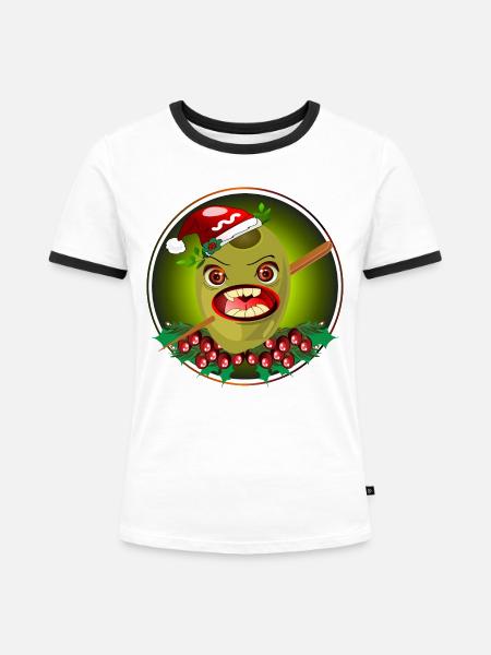 WEIHNACHTEN DARTS - Frauen Kontrast-T-Shirt - Weiß/Schwarz