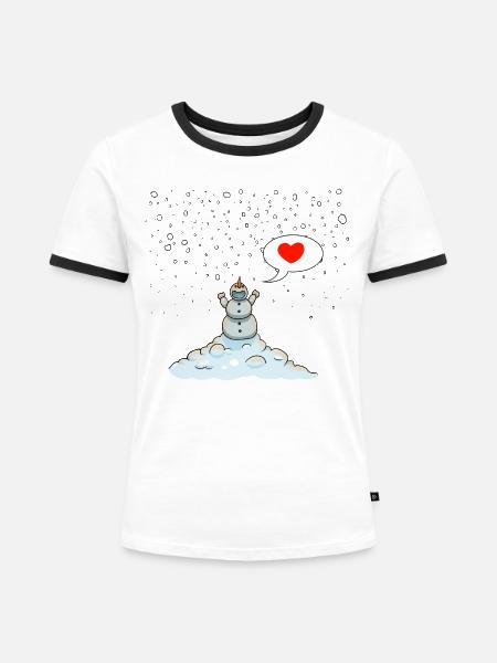 Schneemann - Frauen Kontrast-T-Shirt - Weiß/Schwarz