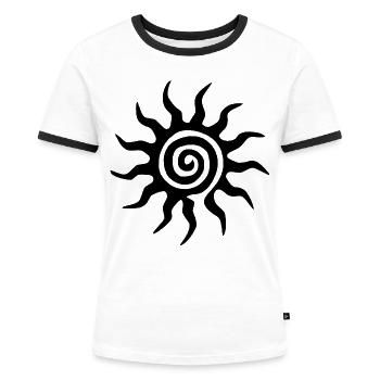 Spirale Schwarze Sonne - Frauen Kontrast-T-Shirt - Weiß/Schwarz - Vorne - Selfina (174cm)
