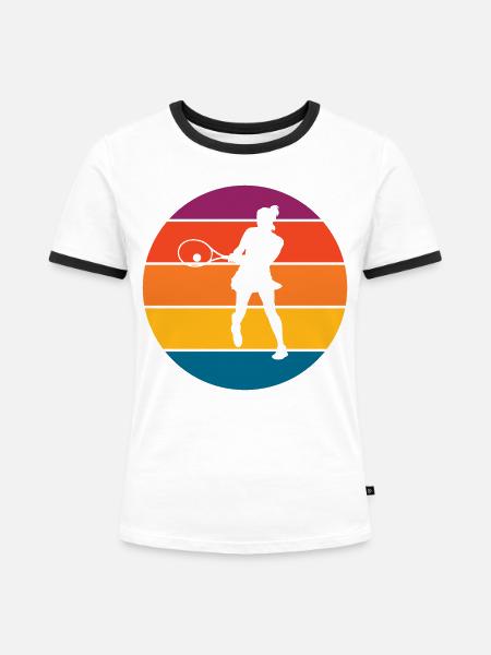 Tennis - Frauen Kontrast-T-Shirt - Weiß/Schwarz