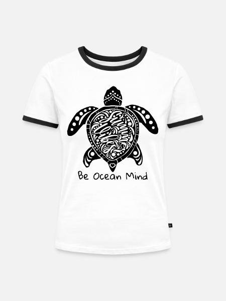 Sei Ozean - Frauen Kontrast-T-Shirt - Weiß/Schwarz