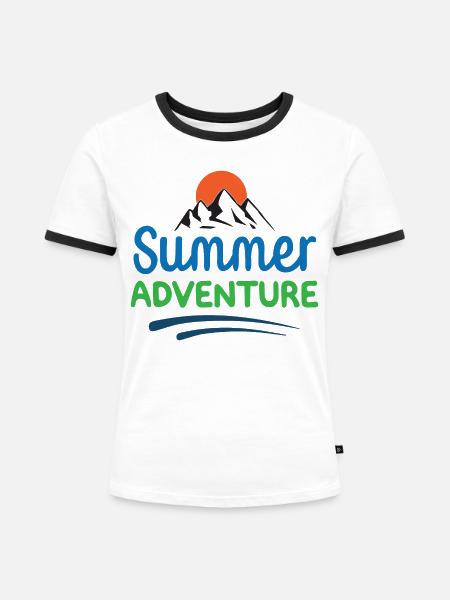 Sommer-Abenteuer - Frauen Kontrast-T-Shirt - Weiß/Schwarz