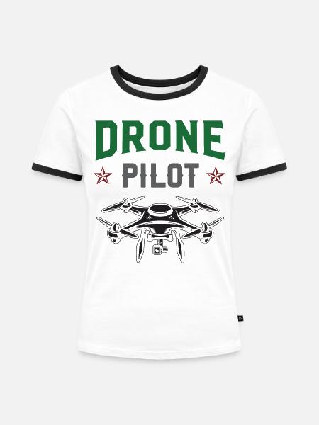 Drohnen-Pilot - Frauen Kontrast-T-Shirt - Weiß/Schwarz