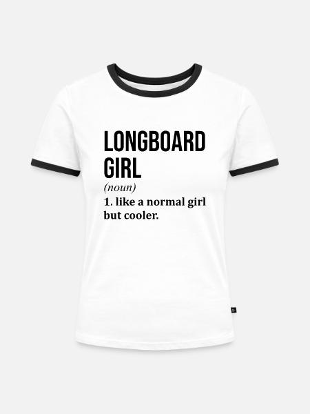 Longboard Longboard Longboard - Frauen Kontrast-T-Shirt - Weiß/Schwarz