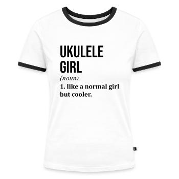 Ukulele Ukulele Ukulele - Frauen Kontrast-T-Shirt - Weiß/Schwarz - Vorne - Selfina (174cm)