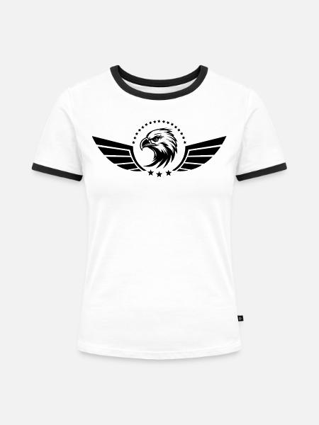 Adler – Vogelliebhaber - Frauen Kontrast-T-Shirt - Weiß/Schwarz