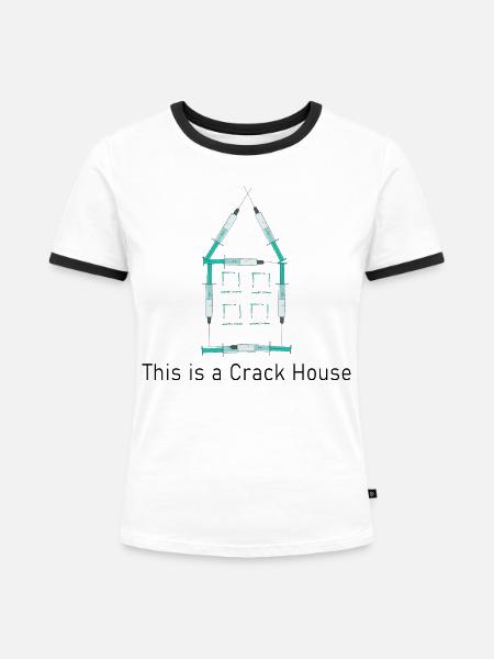 Crack Haus - Frauen Kontrast-T-Shirt - Weiß/Schwarz