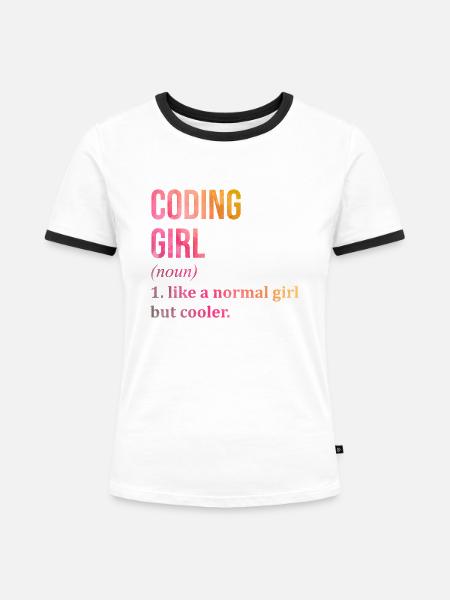 Codierung Codierung Codierung - Frauen Kontrast-T-Shirt - Weiß/Schwarz