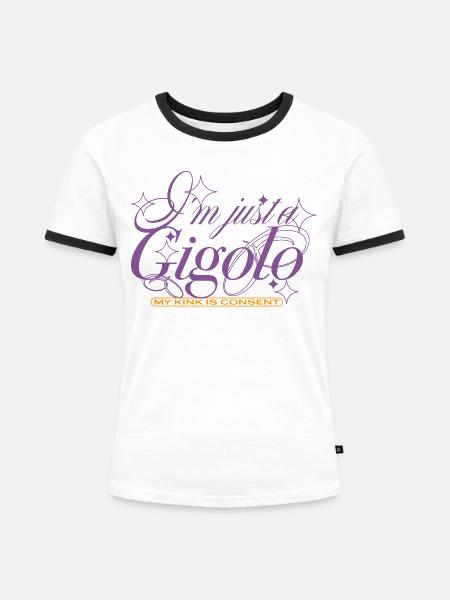 Just a Gigolo – With Consent - Frauen Kontrast-T-Shirt - Weiß/Schwarz