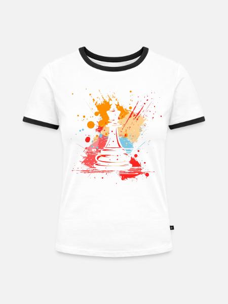 Schachfiguren Graffiti - Frauen Kontrast-T-Shirt - Weiß/Schwarz