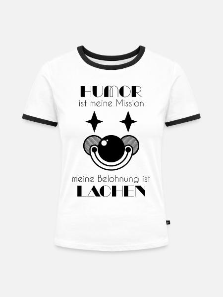 Clown / Clownsgesicht - Frauen Kontrast-T-Shirt - Weiß/Schwarz