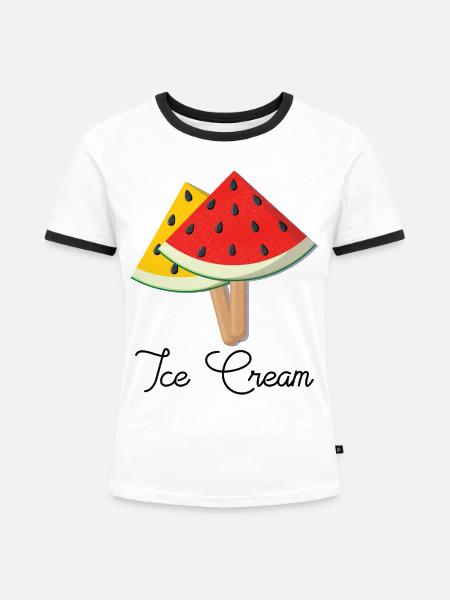 watermelon Icecream - Frauen Kontrast-T-Shirt - Weiß/Schwarz