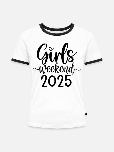 Girls Weekend 2025 Schriftzug - Frauen Kontrast-T-Shirt - Weiß/Schwarz