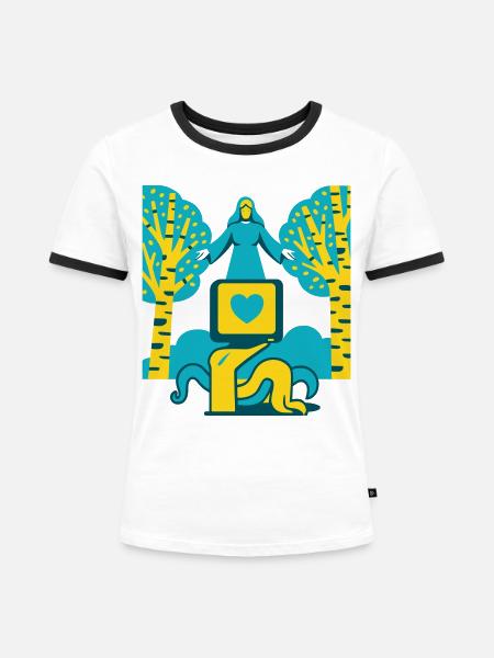 Holy Dream TV - Frauen Kontrast-T-Shirt - Weiß/Schwarz