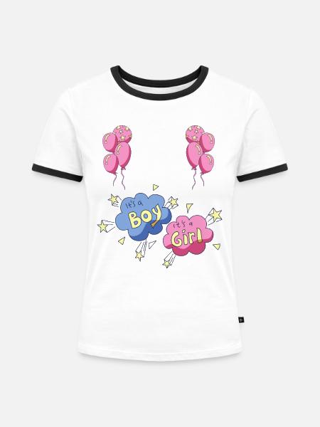 Geschlechtsspezifische Baby-Prints - Frauen Kontrast-T-Shirt - Weiß/Schwarz