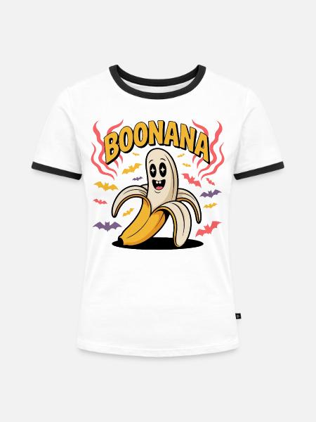 Boonana Geist Banane Kostüm - Frauen Kontrast-T-Shirt - Weiß/Schwarz