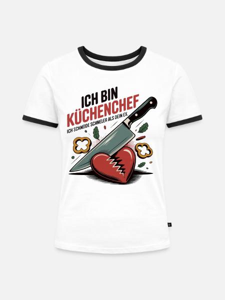 Küchenchef Geschenk - Frauen Kontrast-T-Shirt - Weiß/Schwarz