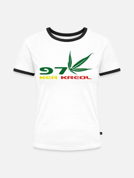 Design Cannabis Leaf Afrika - Frauen Kontrast-T-Shirt - Weiß/Schwarz