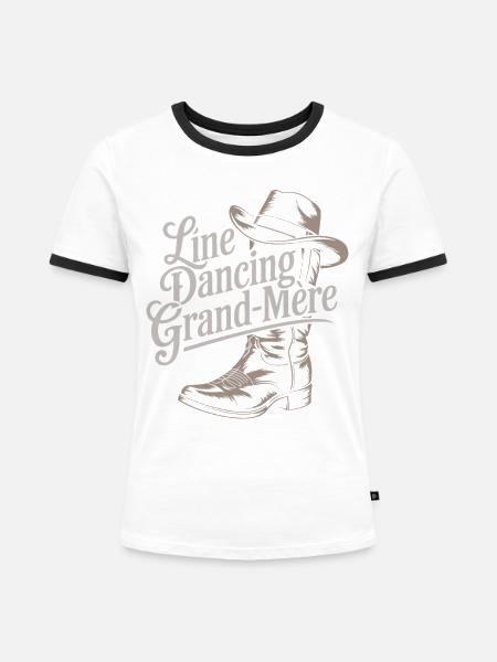 Line Dance Oma - Frauen Kontrast-T-Shirt - Weiß/Schwarz