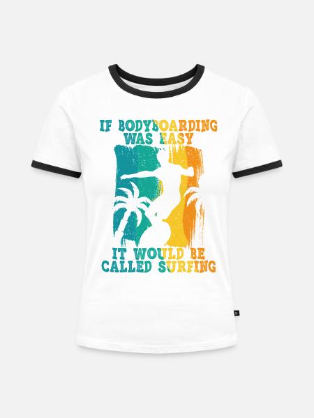 Bodyboarding Bodyboarder - Frauen Kontrast-T-Shirt - Weiß/Schwarz