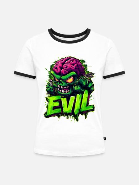 Evil - Frauen Kontrast-T-Shirt - Weiß/Schwarz