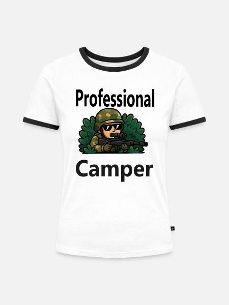 Professional Gamer Camper - Frauen Kontrast-T-Shirt - Weiß/Schwarz
