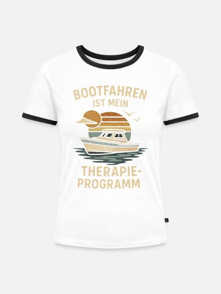 Bootfahren ist mein Therapieprogramm - Frauen Kontrast-T-Shirt - Weiß/Schwarz