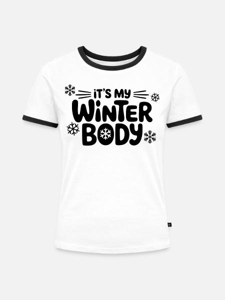 Winter-Körper - Frauen Kontrast-T-Shirt - Weiß/Schwarz