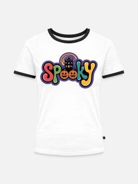 Spuk Halloween Kürbisfreude - Frauen Kontrast-T-Shirt - Weiß/Schwarz