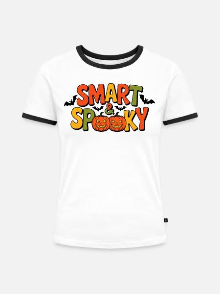 Smart & Spooky Halloween Design - Frauen Kontrast-T-Shirt - Weiß/Schwarz