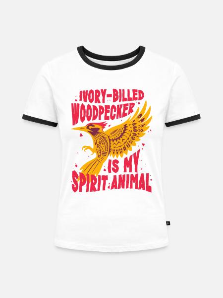 Elfenbein Specht Vogelbeobachter - Frauen Kontrast-T-Shirt - Weiß/Schwarz