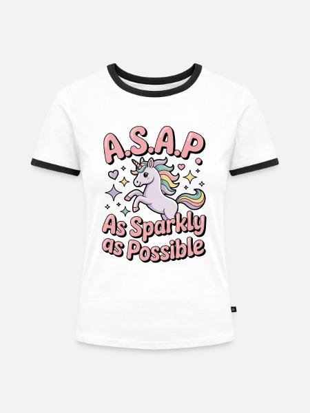 Einhorn ASAP Glanzvoll - Frauen Kontrast-T-Shirt - Weiß/Schwarz