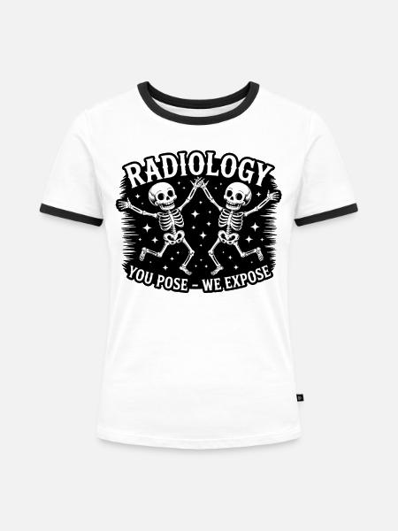 Radiologie Tanzende Skelette - Frauen Kontrast-T-Shirt - Weiß/Schwarz