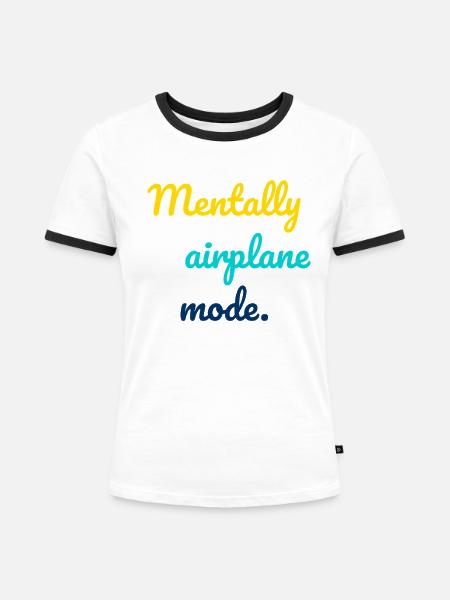 Mentaler Flugmodus - Frauen Kontrast-T-Shirt - Weiß/Schwarz