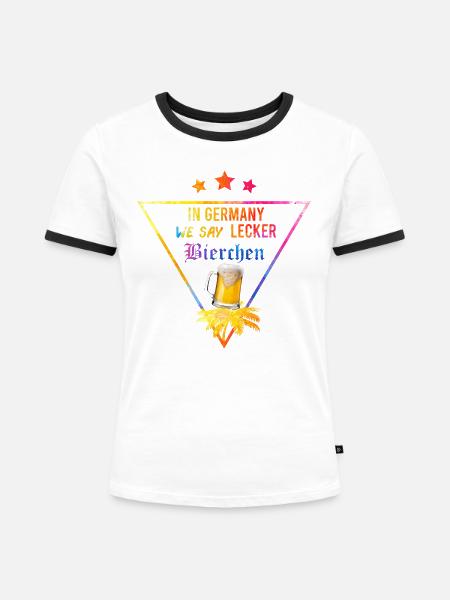In_Germany_we_say_Lecker_Bierchen_- - Frauen Kontrast-T-Shirt - Weiß/Schwarz