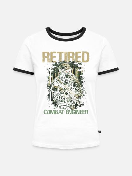 Ruhiger Kampfingenieur Illustration - Frauen Kontrast-T-Shirt - Weiß/Schwarz