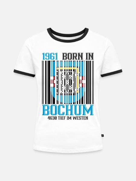1961 Bochum Geburt Shield - Frauen Kontrast-T-Shirt - Weiß/Schwarz