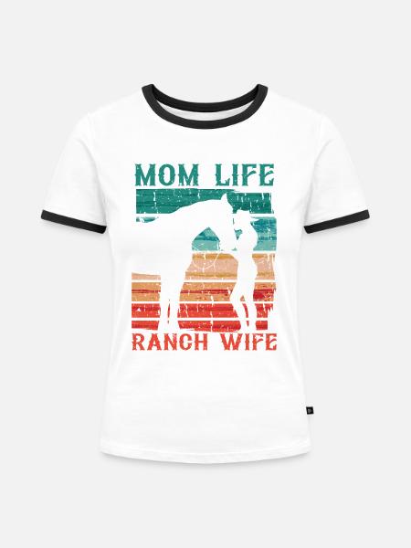 Ehefrau eines Bauern Mutter - Frauen Kontrast-T-Shirt - Weiß/Schwarz