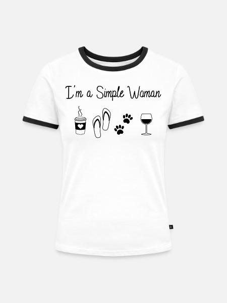 Simple Woman - Frauen Kontrast-T-Shirt - Weiß/Schwarz