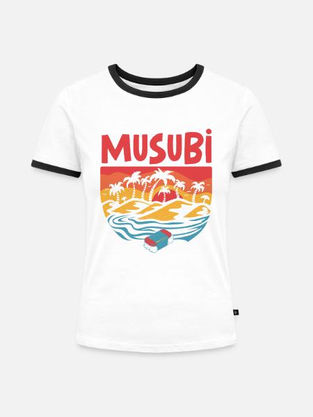 Musubi The Real Island Snack - Frauen Kontrast-T-Shirt - Weiß/Schwarz