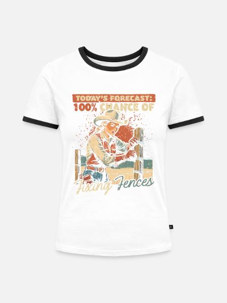 Ehefrau eines Bauern Mutter Fixing Fences - Frauen Kontrast-T-Shirt - Weiß/Schwarz