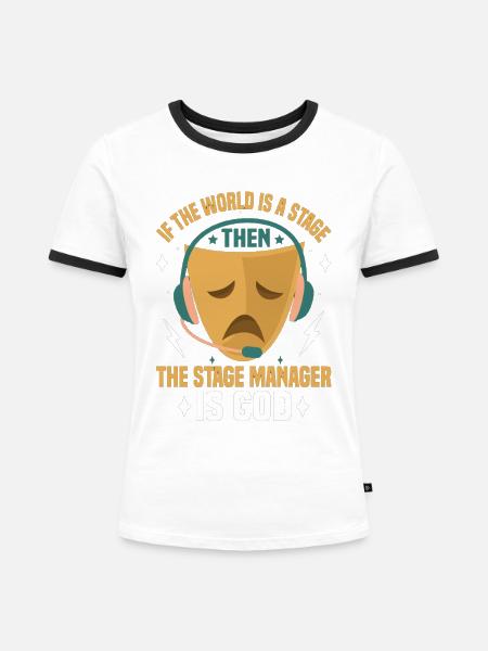 Theatertechniker Bühnenarbeiter Theatertechnik Beleuchtung - Frauen Kontrast-T-Shirt - Weiß/Schwarz