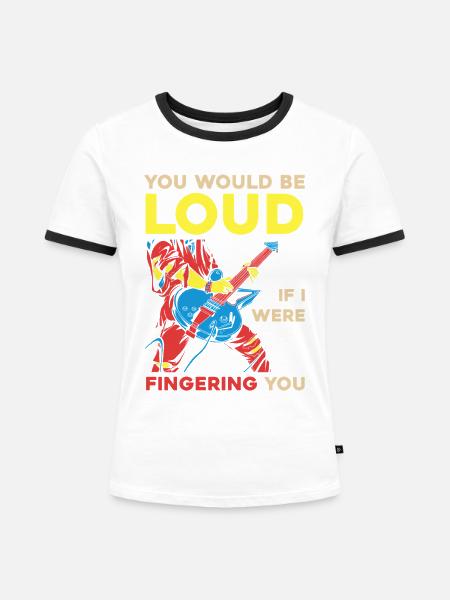 Lauter Rock-Gitarrenspruch - Frauen Kontrast-T-Shirt - Weiß/Schwarz