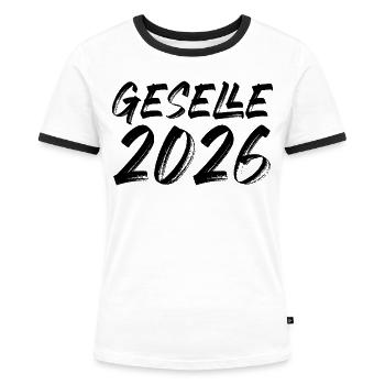 Geselle 2026 - Frauen Kontrast-T-Shirt - Weiß/Schwarz - Vorne - Selfina (174cm)