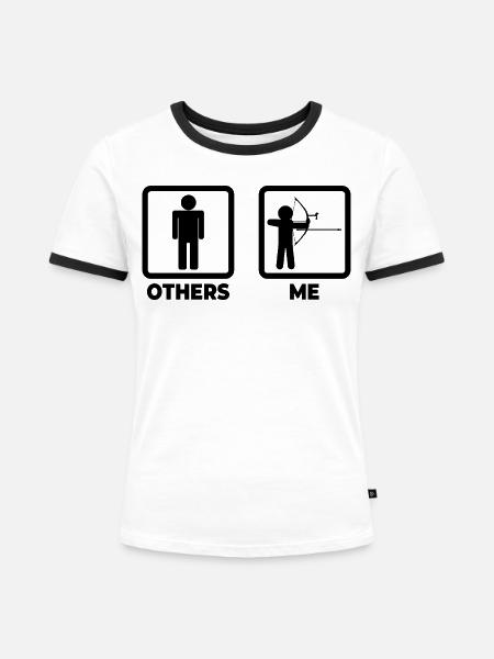 Lustiger Bogensportler - Frauen Kontrast-T-Shirt - Weiß/Schwarz