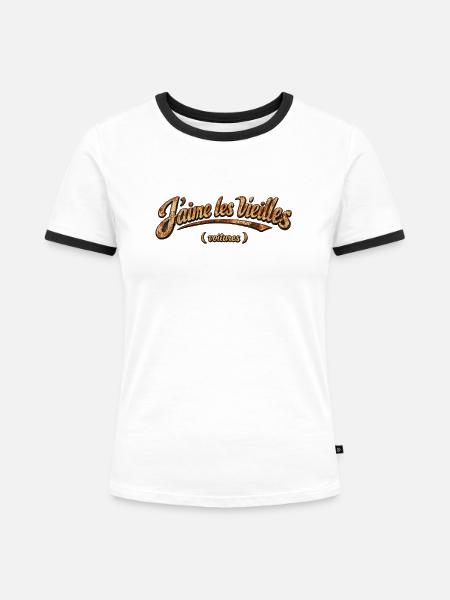 Ich mag alte, rostige Autos - Frauen Kontrast-T-Shirt - Weiß/Schwarz