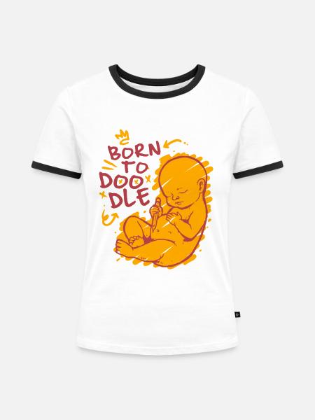 Doodle Kritzeln Zeichnung - Frauen Kontrast-T-Shirt - Weiß/Schwarz